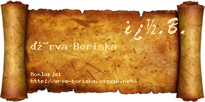 Árva Boriska névjegykártya